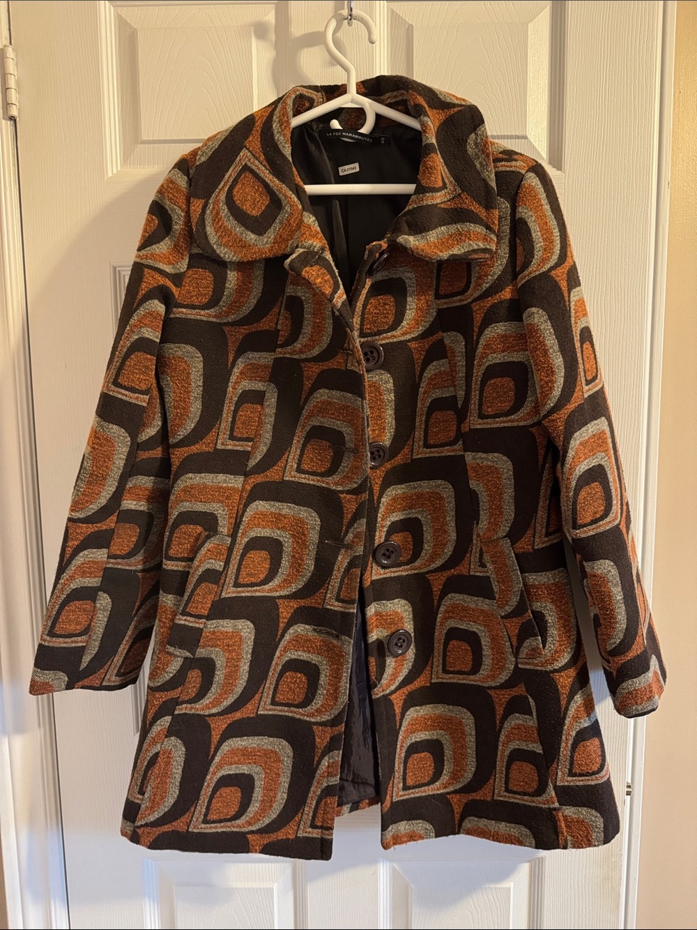 Eye Catching La Fee Maraboutee Italian Wool Blend Geometric Statement Coat